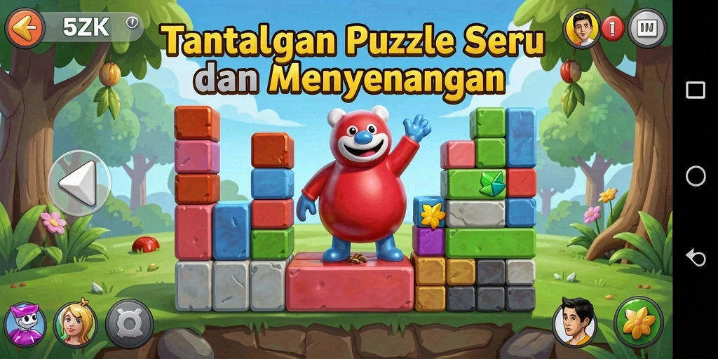 Screenshot gameplay 5ZK menunjukkan tantangan puzzle yang menarik dan seru.