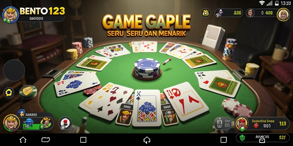 Tampilan gameplay BENTO123 dalam permainan Gaple yang menarik.