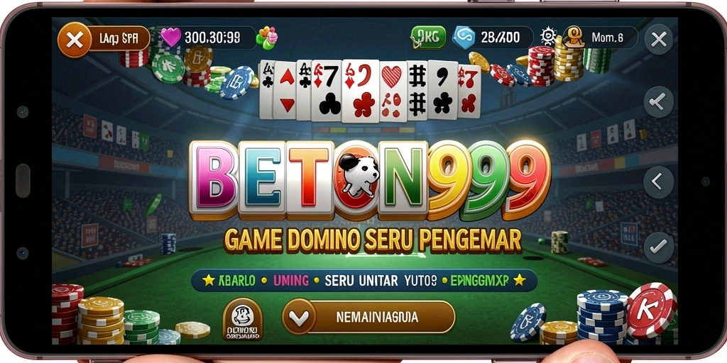 Tampilan gameplay seru dari BETON999 yang menampilkan pertandingan Domino.