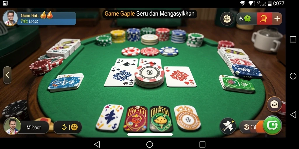 Screenshot gameplay C0077 yang menampilkan keseruan permainan Gaple.