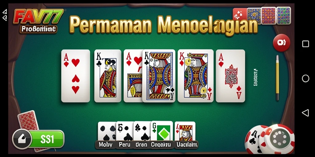 Screenshot menunjukkan gameplay seru FAV77 dengan pemandangan meja Domino.