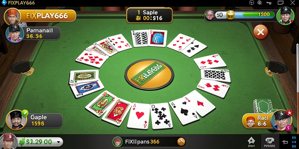 Tangkapan layar permainan FIXPLAY666 yang menunjukkan serunya permainan Gaple.