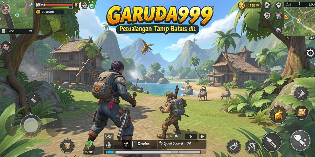 Tampilan gameplay menakjubkan dari GARUDA999 dalam dunia terbuka yang luas.