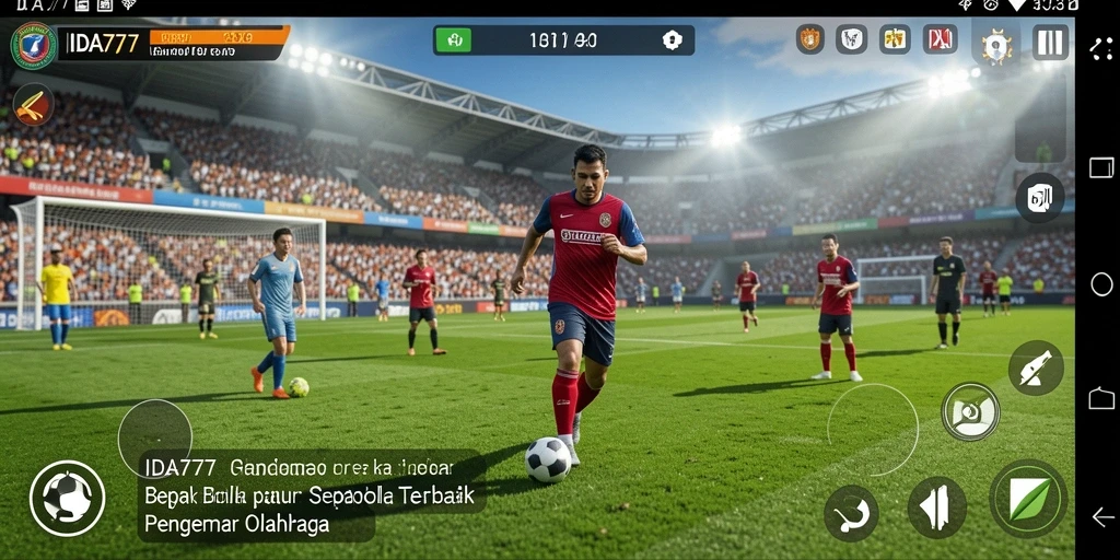 Tangkapan layar gameplay yang menunjukkan aksi sepak bola yang mendebarkan.