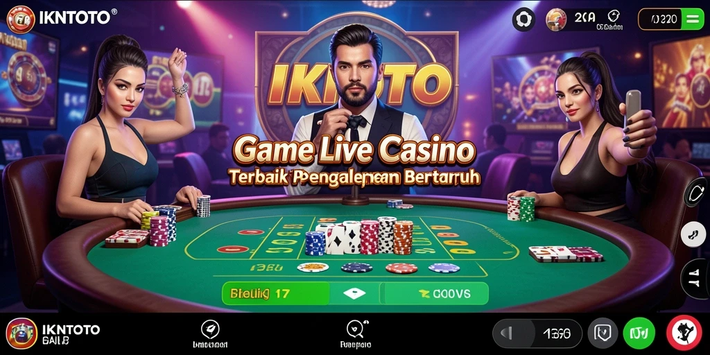 Tangkapan layar utama IKNTOTO menampilkan dealer langsung dalam aksi permainan Live Casino.