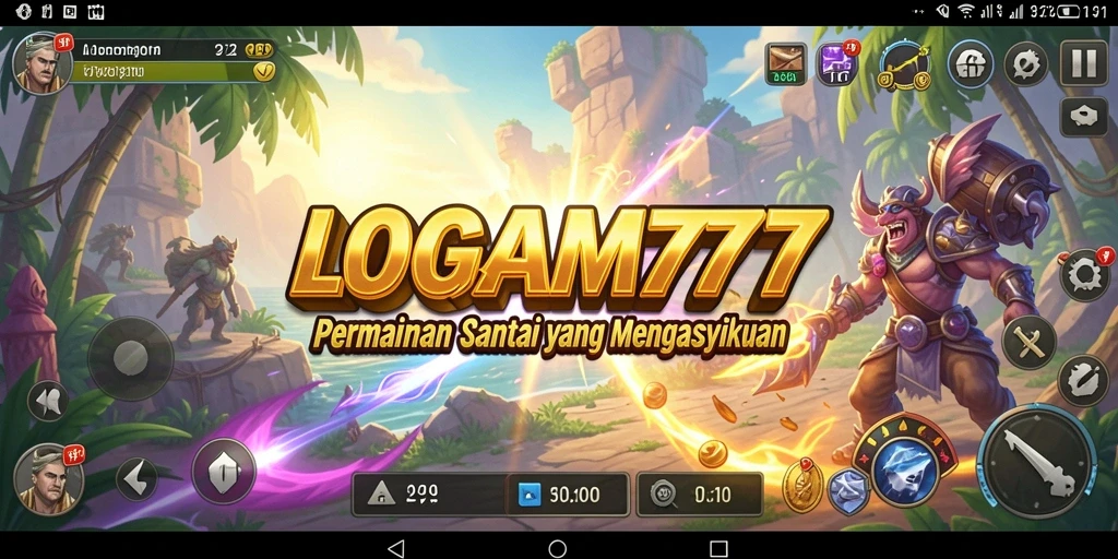 Tampilan utama gameplay LOGAM777 dengan grafis yang cerah dan menawan.