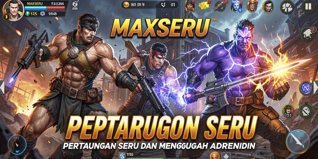 Tangkapan layar pertarungan epik di MAXSERU dengan karakter yang kuat.