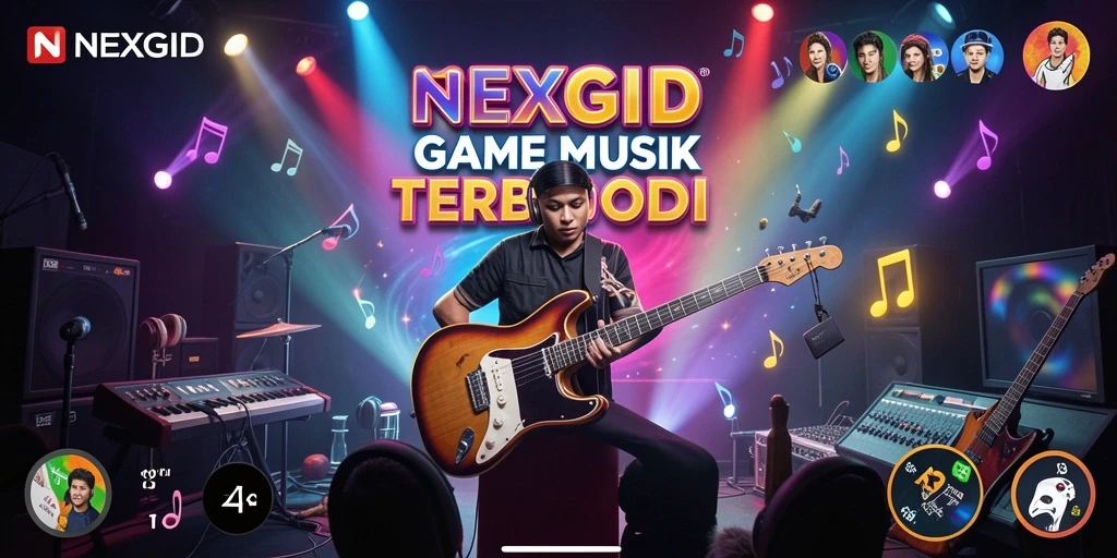 Screenshot gameplay NEXGID menunjukkan pemain menikmati tantangan musik.