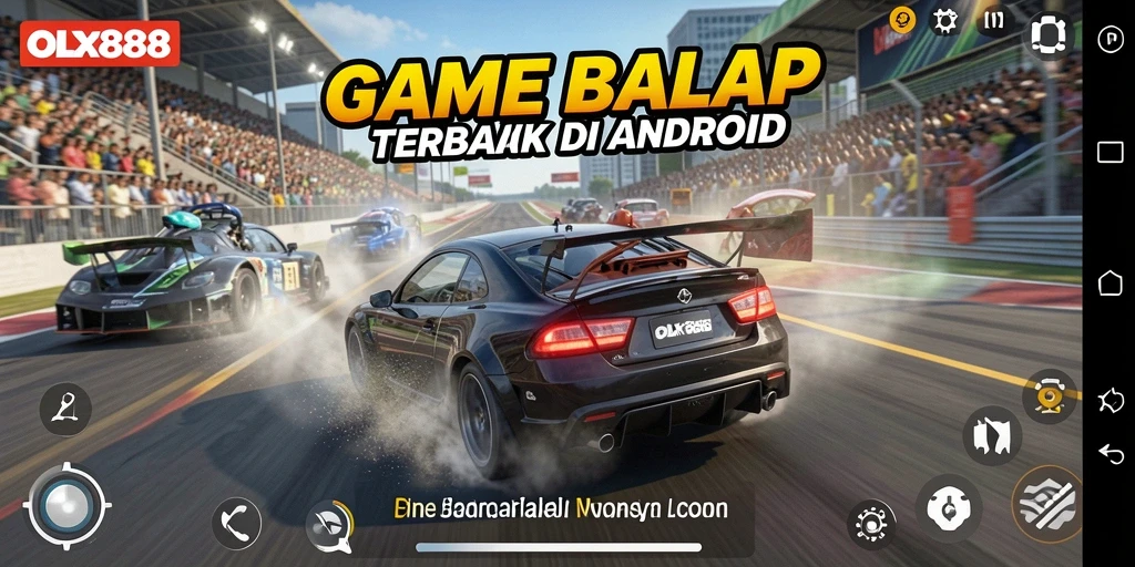 Screenshot gameplay OLX888 yang menampilkan aksi balapan seru dan mendebarkan.