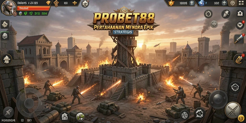 Gameplay seru di PROBET88 dengan pertahanan menara yang strategis.