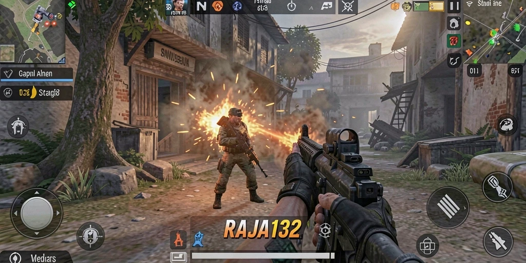 Tampilan mendebarkan dari gameplay RAJA132 yang intens.