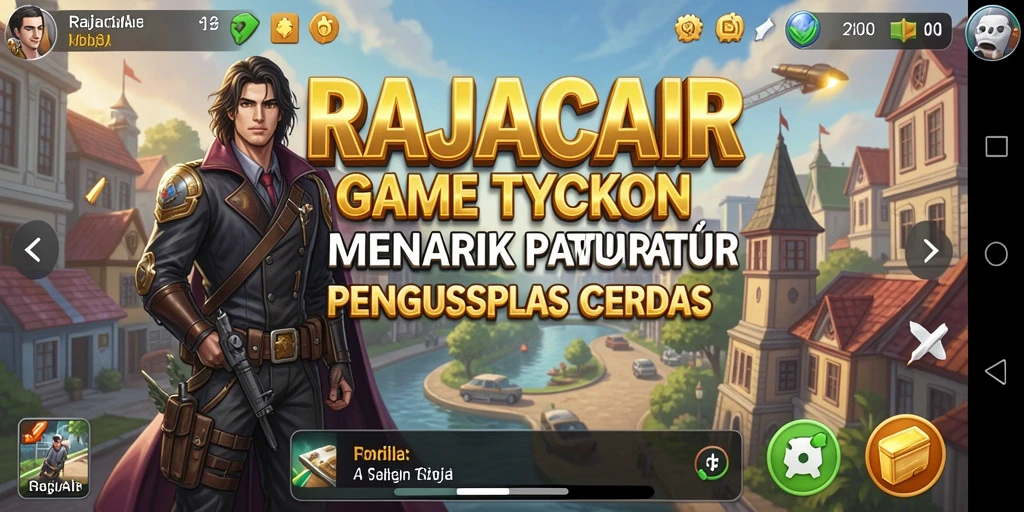 Screenshot gameplay RAJACAIR menampilkan aktivitas bisnis yang dinamis dan penuh warna.