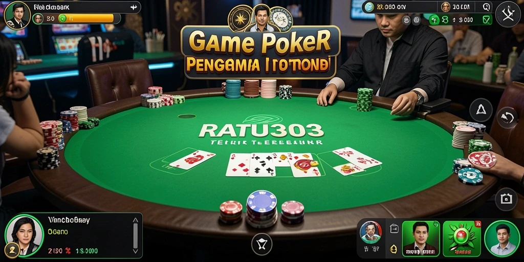 Tampilan gameplay Poker yang menegangkan dan seru di RATU303.