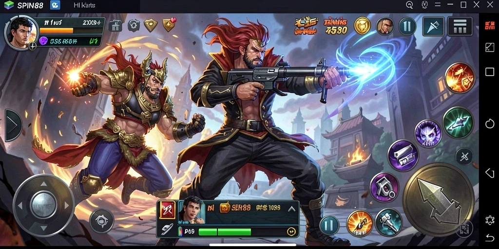 Tangkapan layar utama SPIN88 menampilkan pertempuran seru di arena TPS.