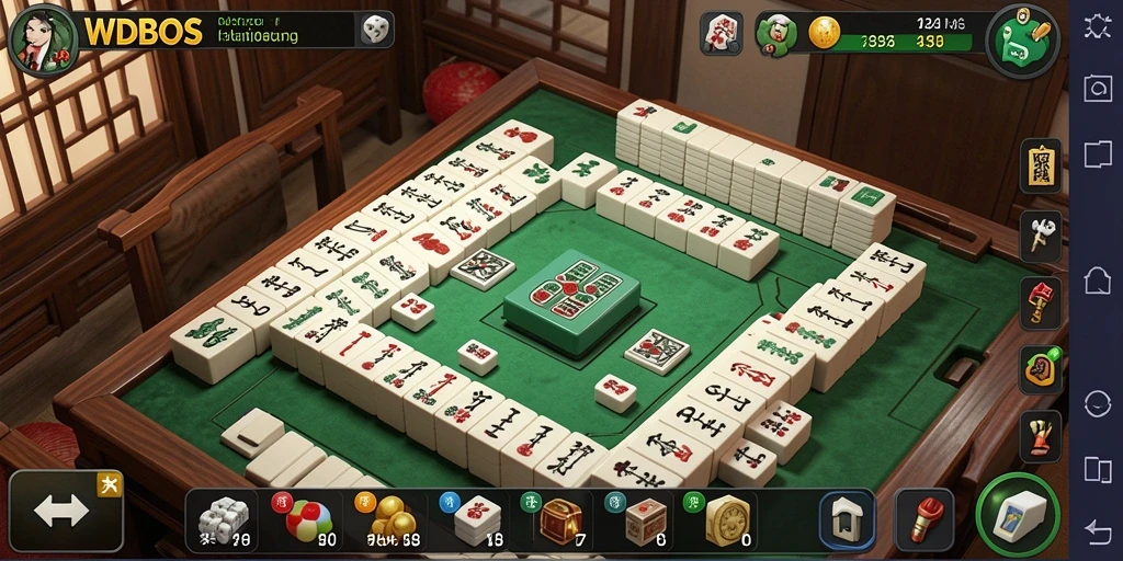 Tangkapan layar WDBOS saat gameplay Mahjong yang mendebarkan.
