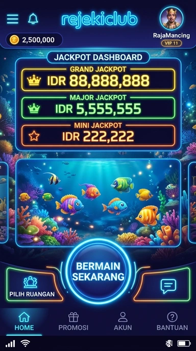 Tampilan utama aplikasi rejekiclub dimudahkan untuk navigasi.